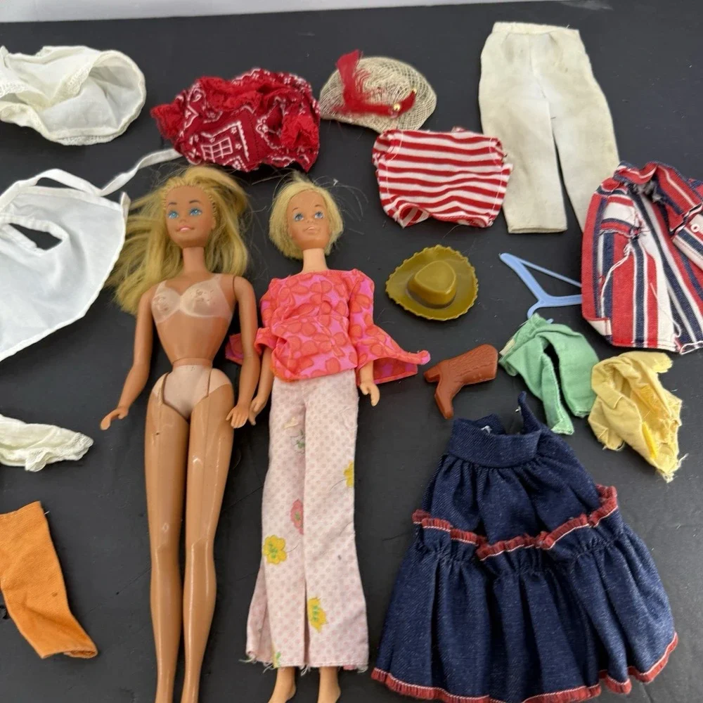 Vintage Mattel Barbie & Skipper Doll Lot 1966 Japan 1986 Taiwan Accessories TLC
